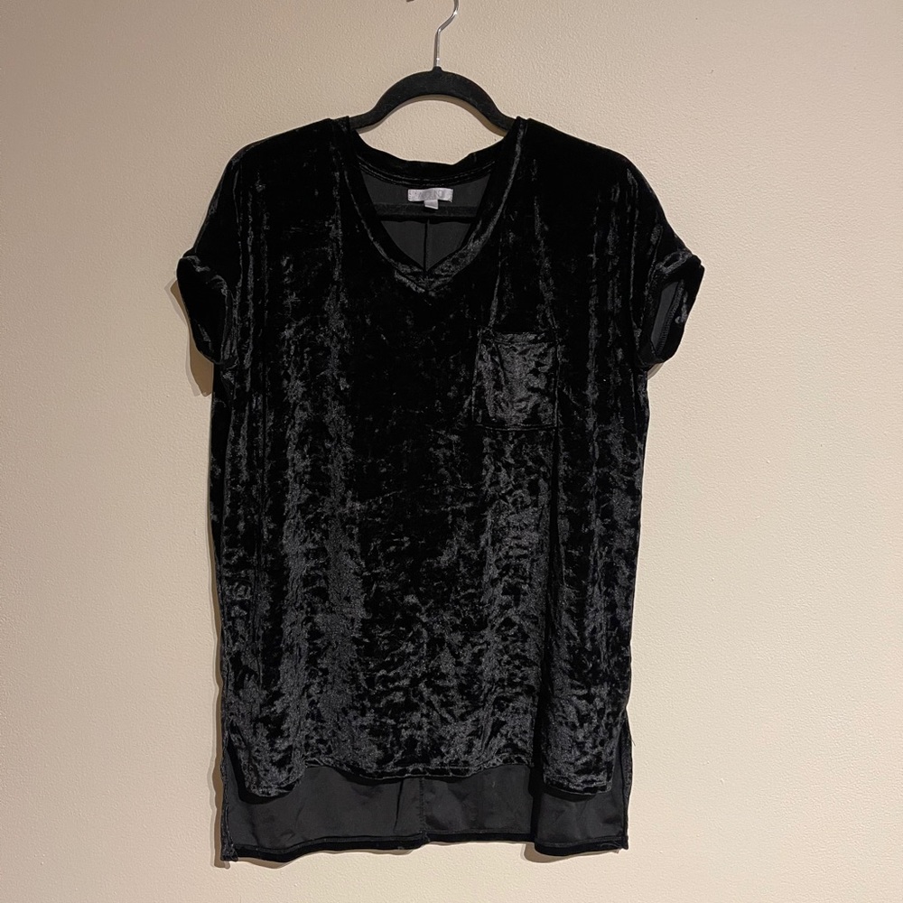 Black Velvet V-Neck T-Shirt